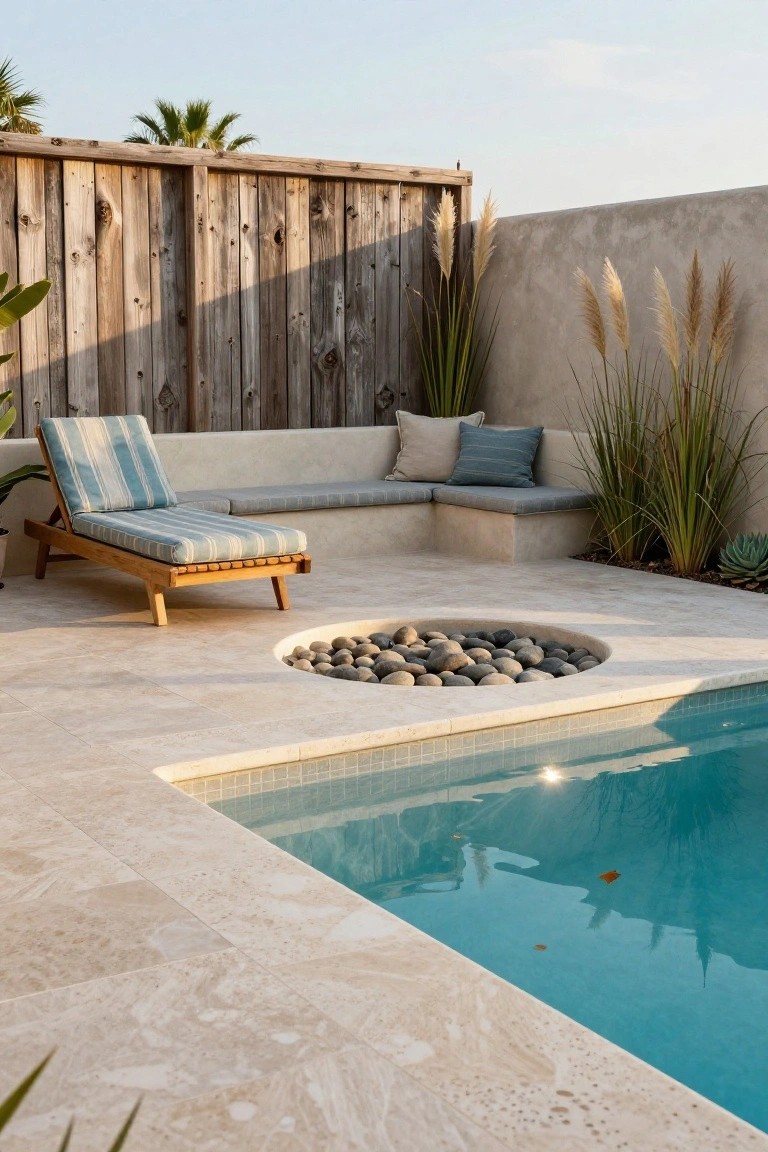 Flush Fire Pit in Pool Deck