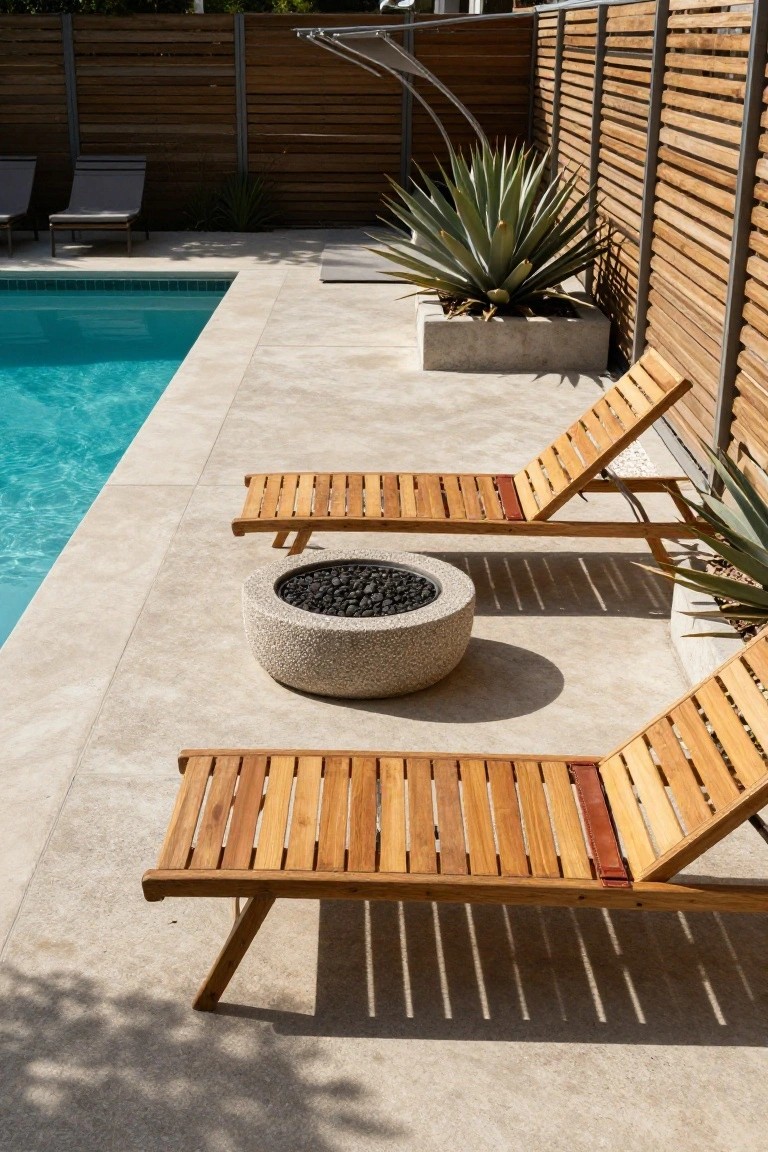 Poolside Fire Pit Lounge Setup