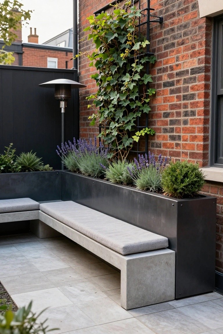 Corner Seating with Built-In Planters