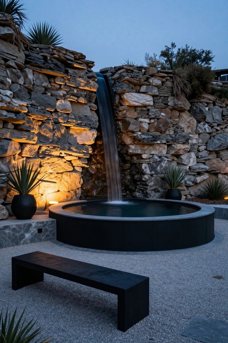 Stone Waterfall for Above-Ground Hot Tubs