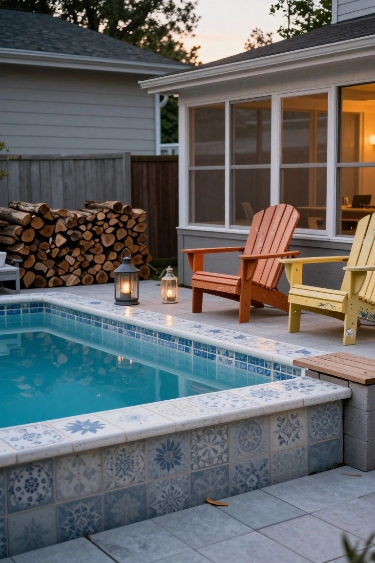 Colorful Adirondack Chairs Poolside