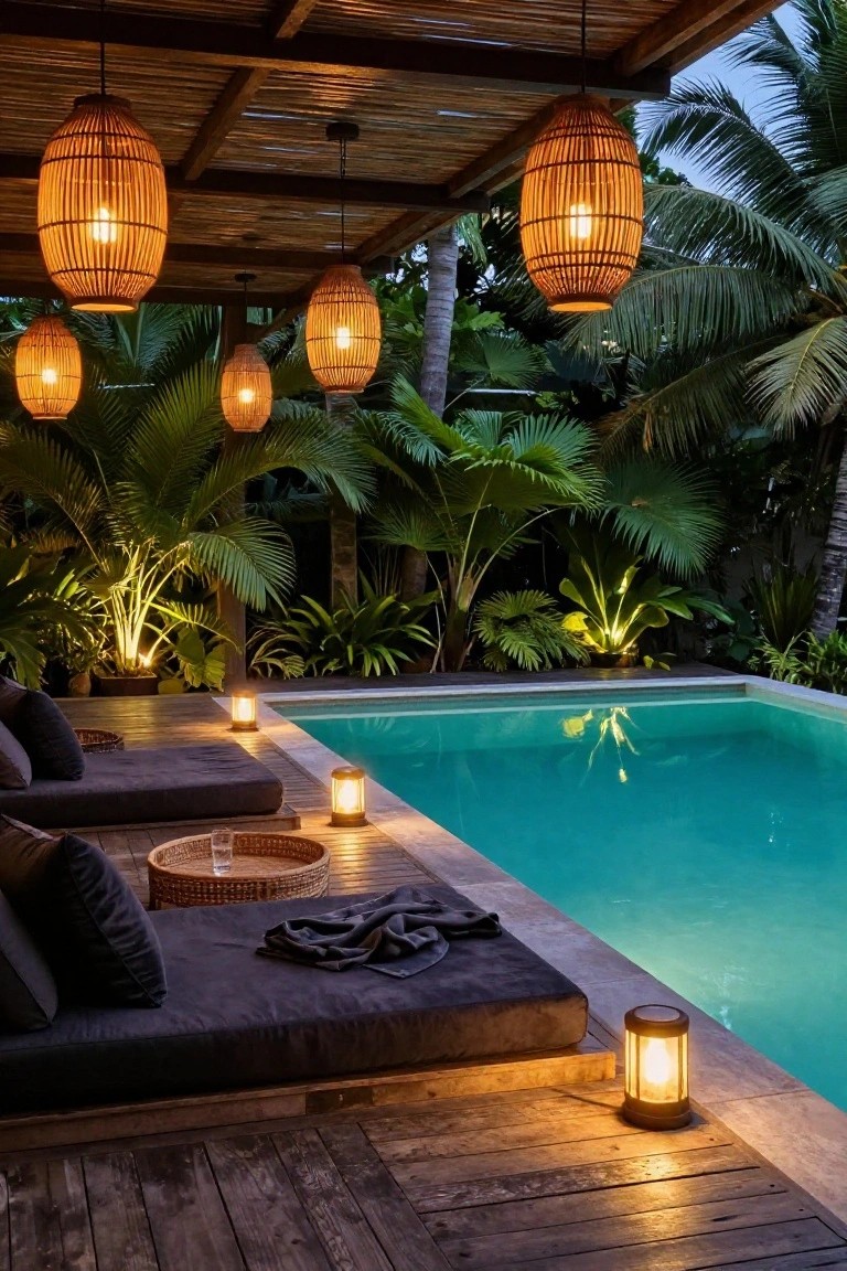 Poolside Lantern Lighting