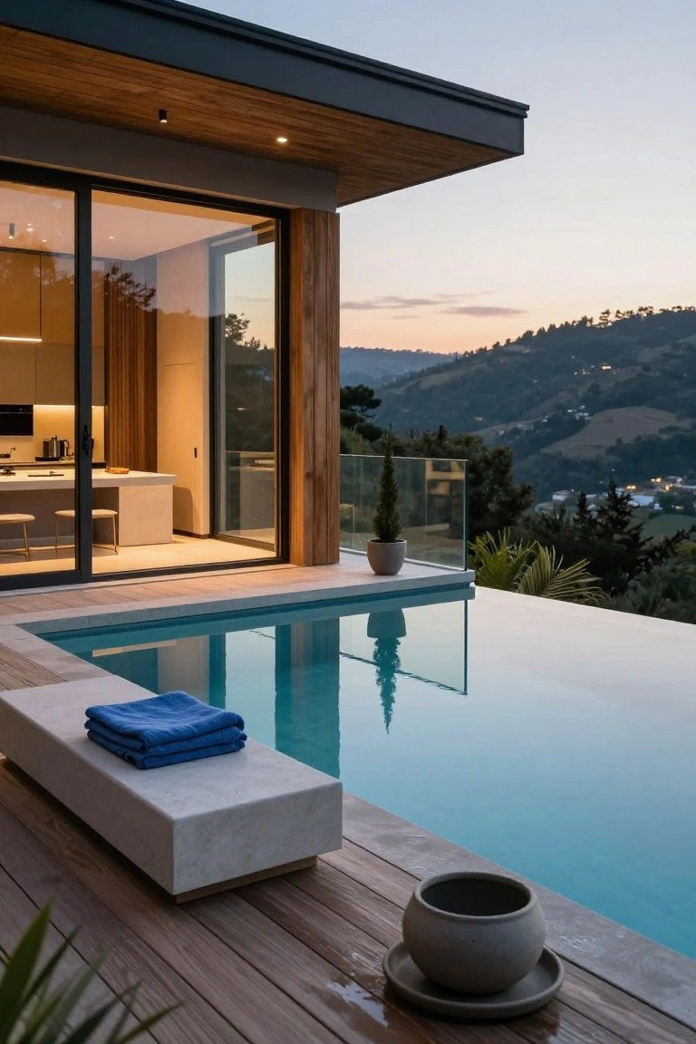 18 Luxury Infinity Pool Ideas That Redefine the Horizon Wood Deck Infinity Pool on a Slope