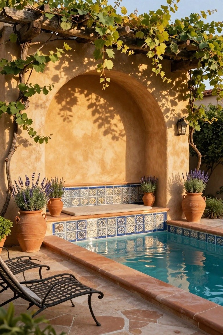 Built-In Poolside Bench