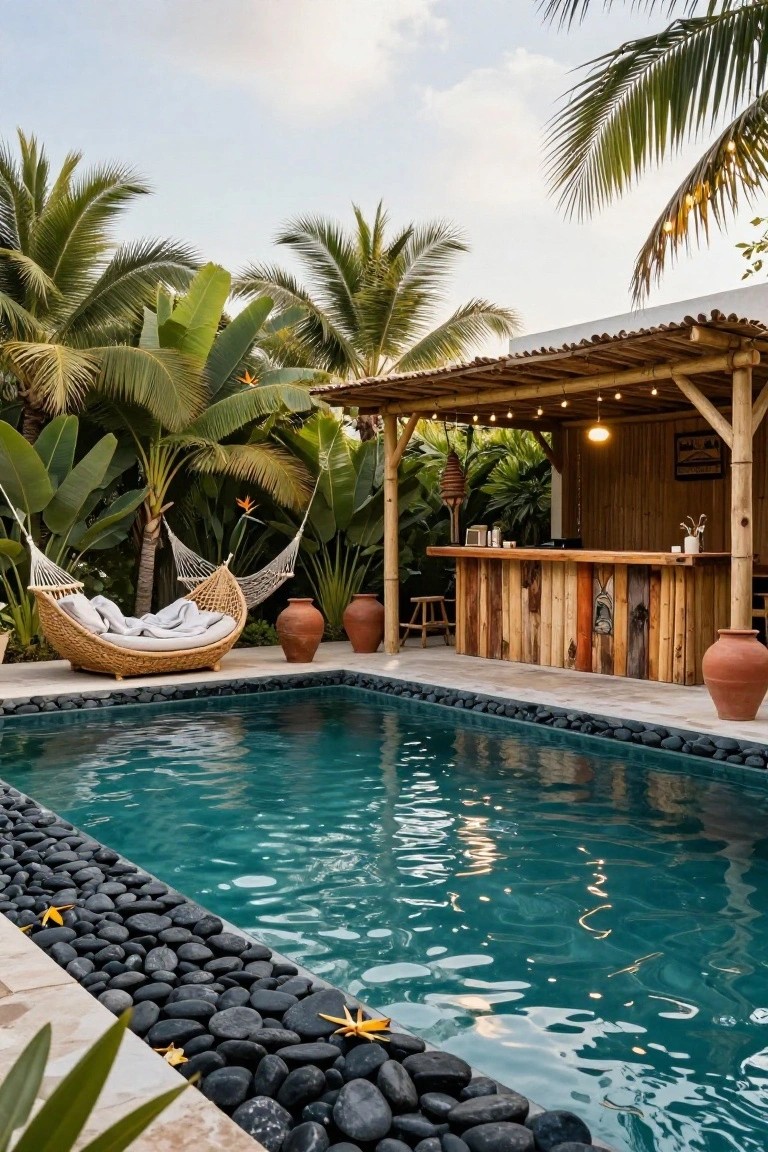 Bamboo Gazebo Bar by the Pool