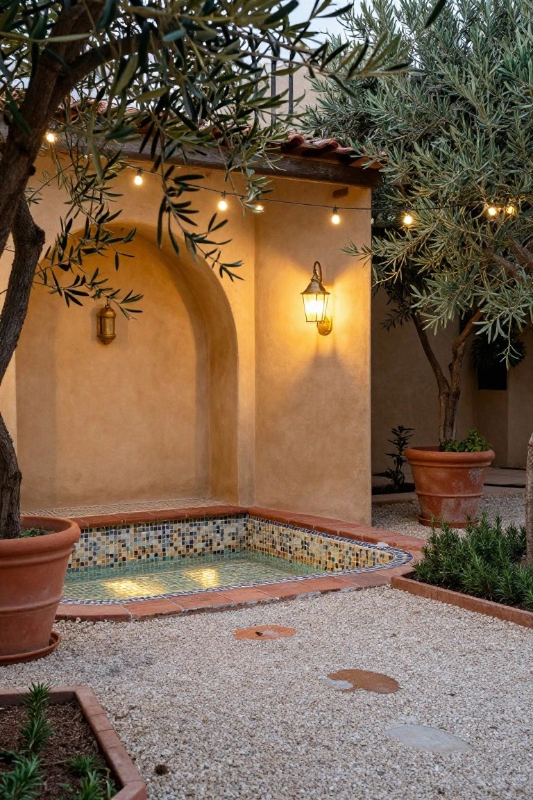 String Lights Among Olive Trees