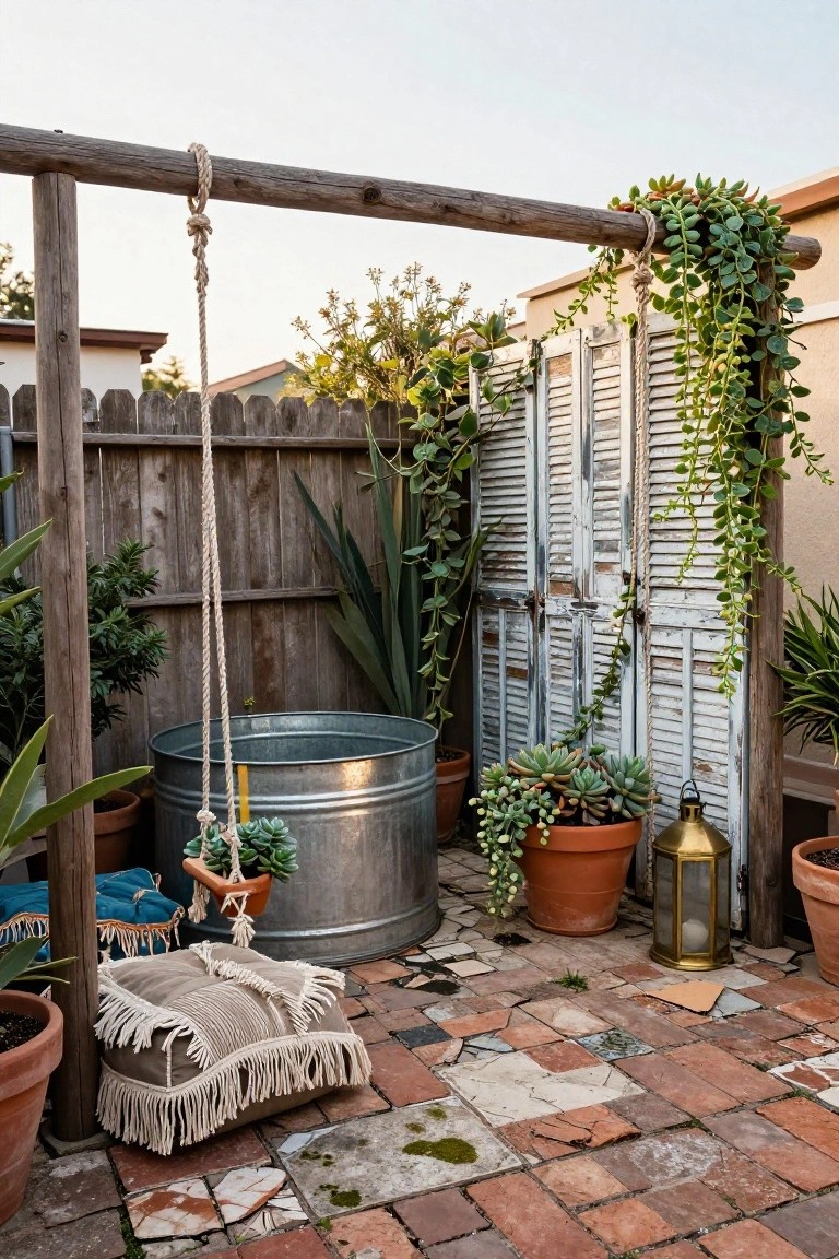 19 Relaxing Stock Tank Pool Ideas For Calm Summer Afternoons Hanging Swing Beside the Stock Tank Pool
