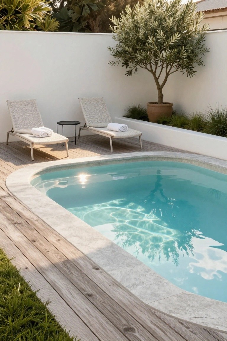 Simple Wood Deck Around the Pool