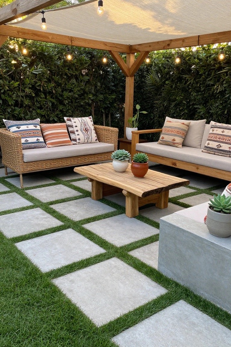 19 Smart Pool Deck on a Budget Ideas That Look Expensive Paver Patio with Grass Strips