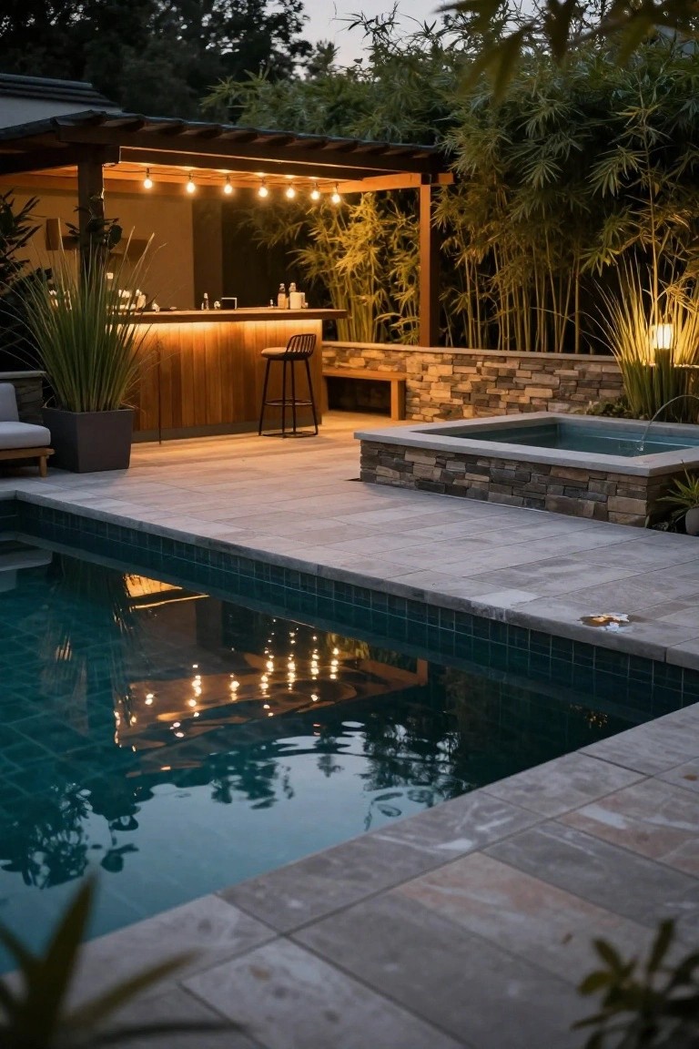 Rectangular Pool and Spa Combo