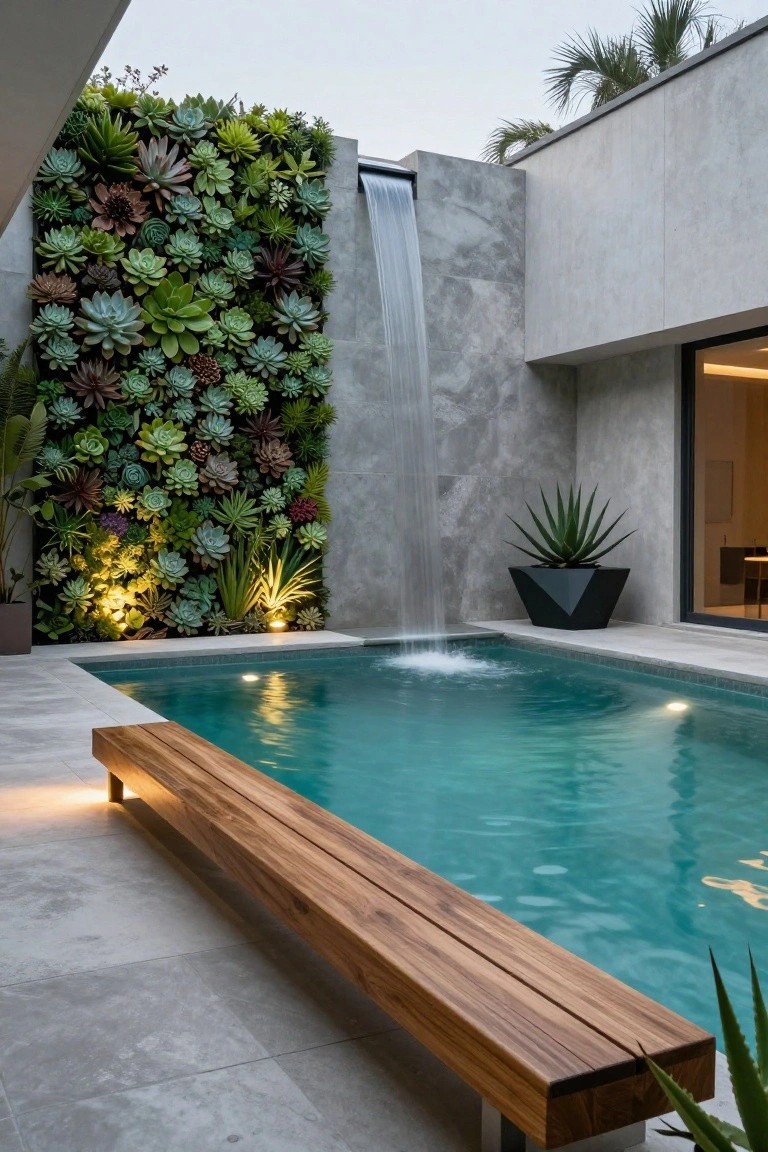 Vertical Green Wall by the Pool