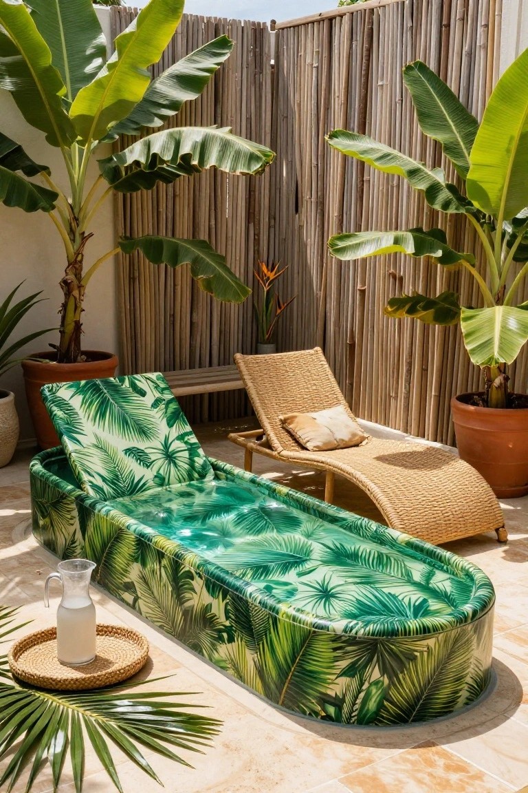 Tropical Palm Liner for Stock Tank Pools