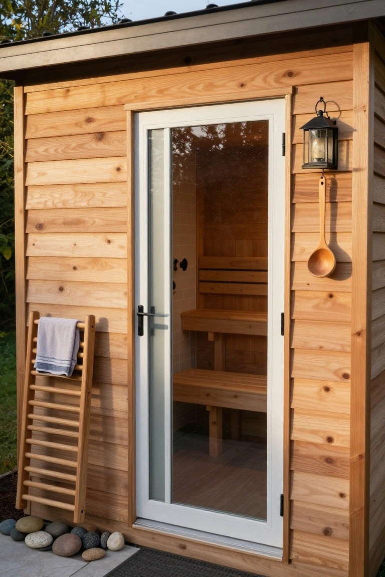 Rustic Wooden Sauna Cabin