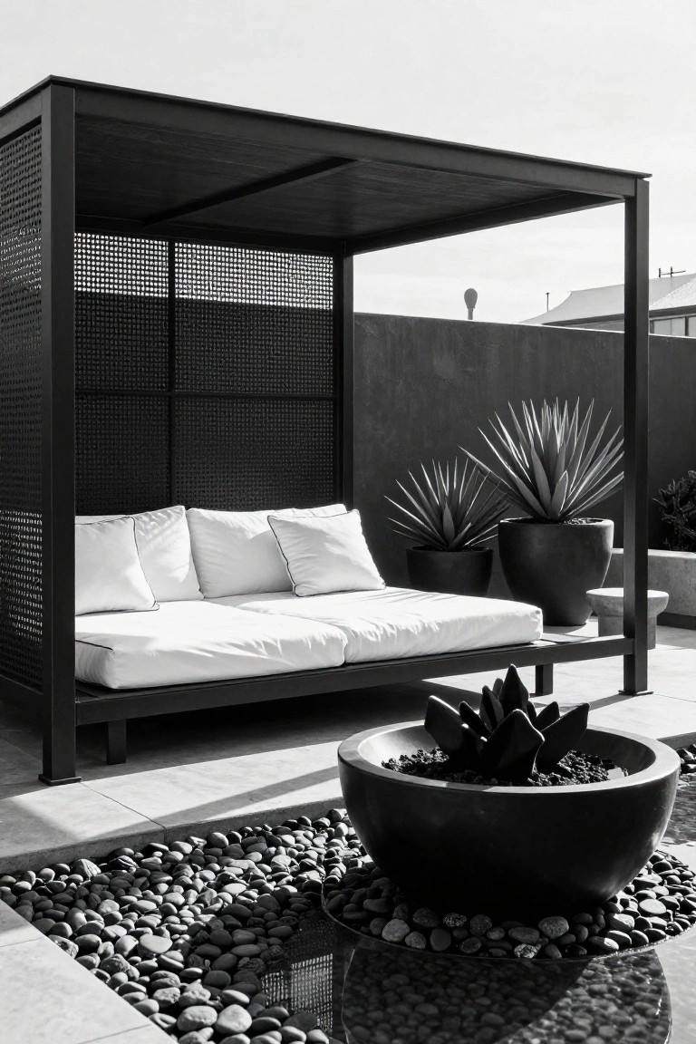 Mesh Screen Cabana for Poolside Shade