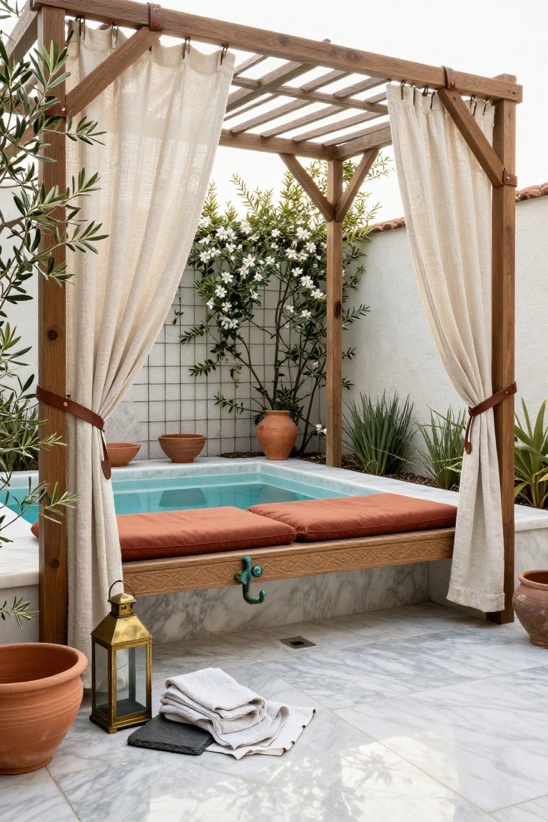20 Practical Pool Shade Canopy Ideas For Hot Summer Days Pergola with Sheer Curtains for Pool Shade