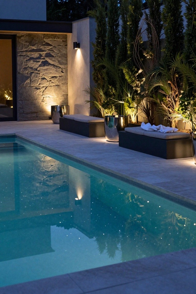 Uplighting Around the Pool