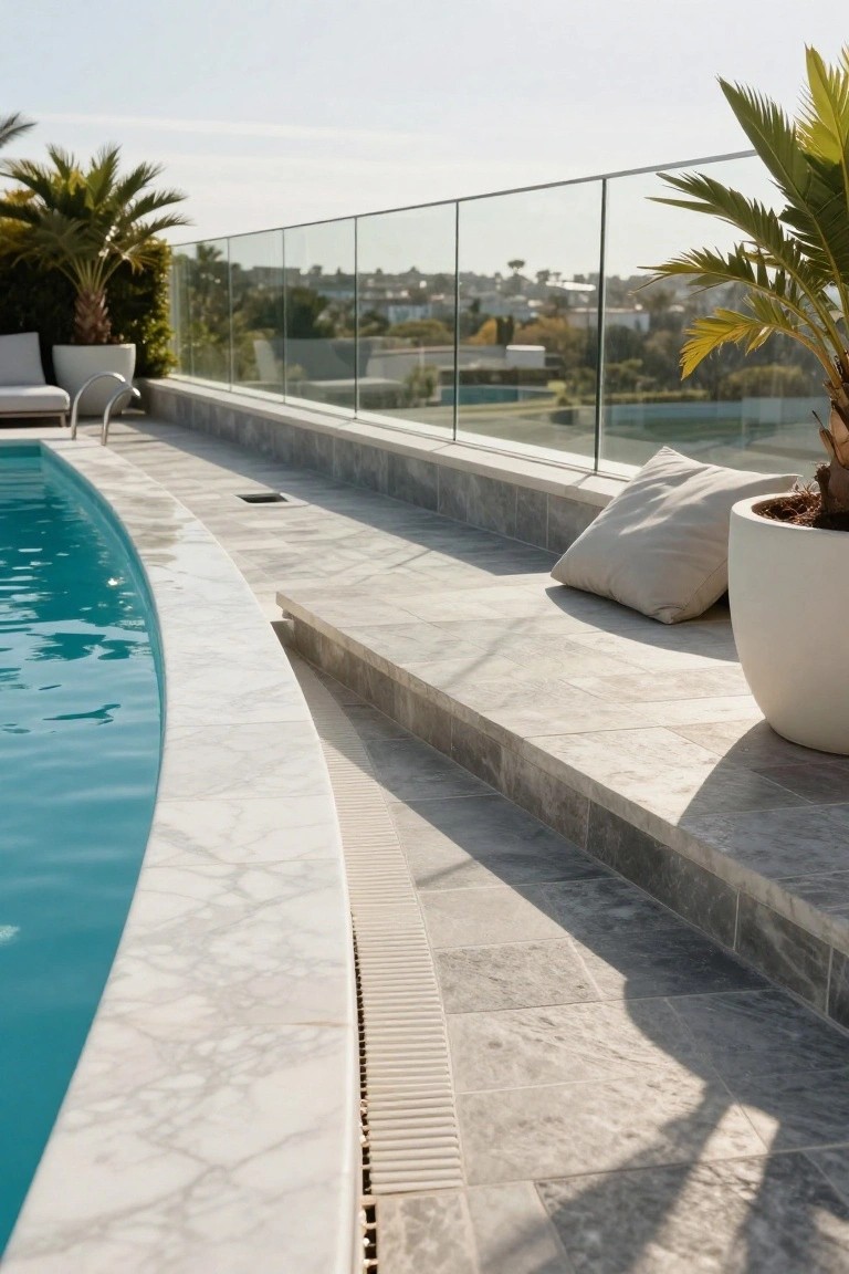 Crisp Marble Pool Edging