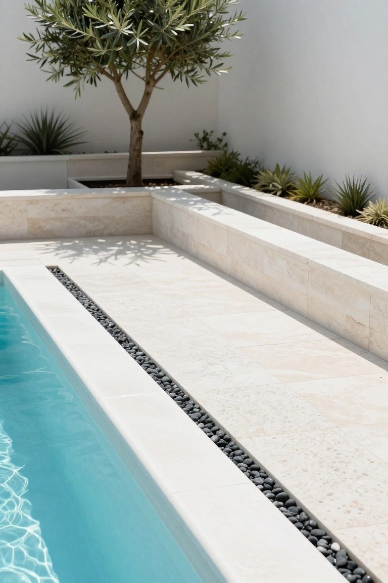 Pebble Trench Edging for Pool Decks