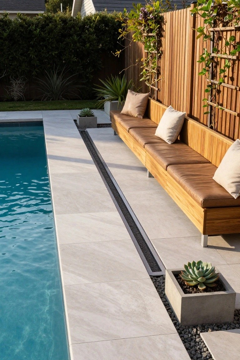 Linear Poolside Bench Seating