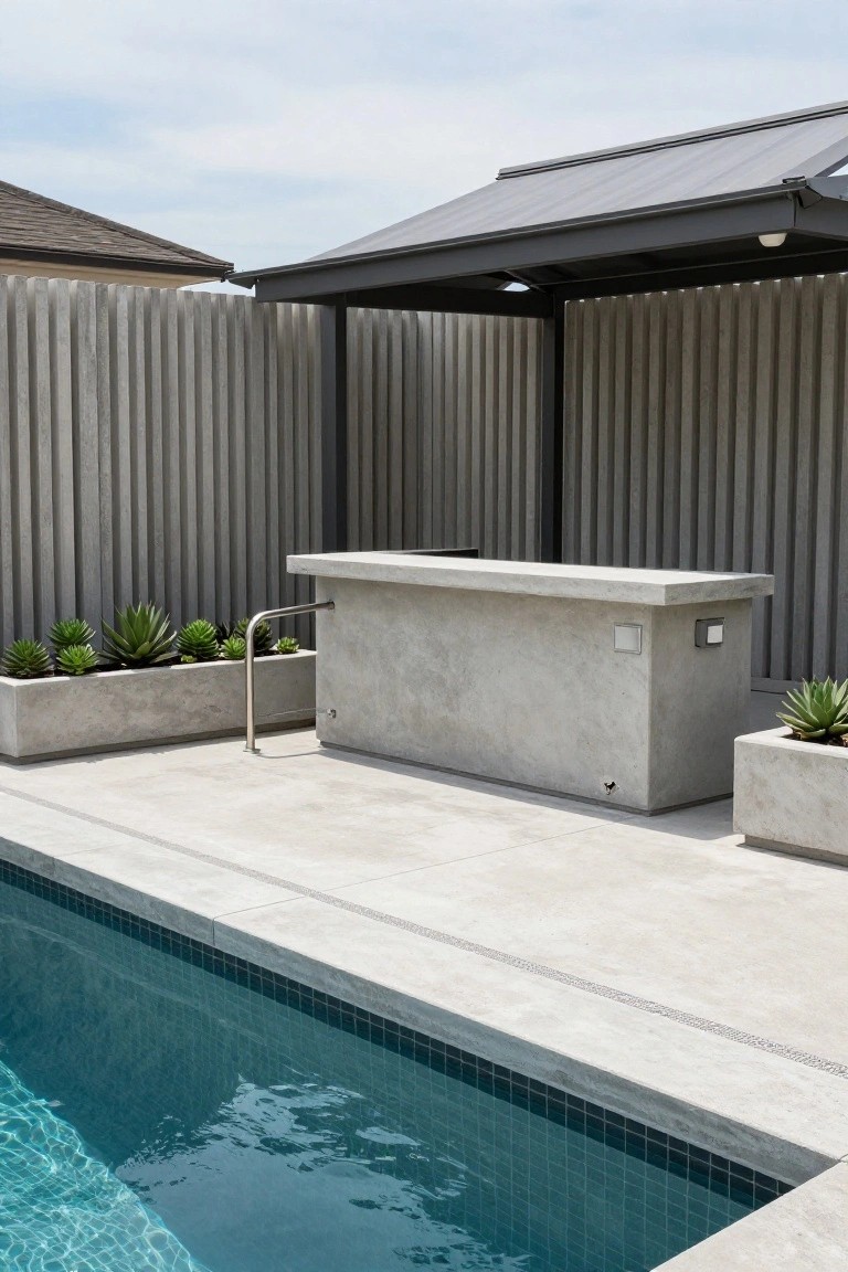 Poolside Concrete Bar