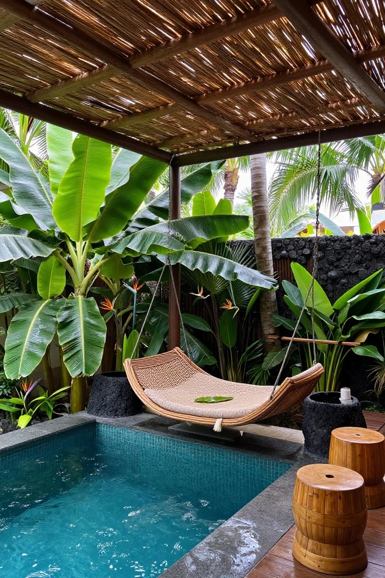 Thatched Roof Shade Over Plunge Pools
