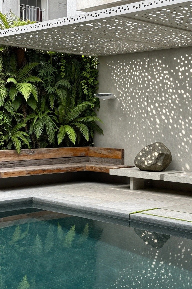 Perforated Canopy for Poolside Shade