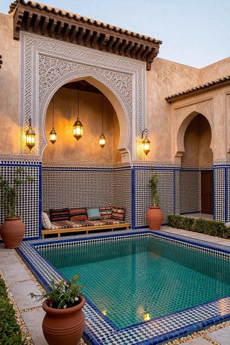Poolside Arched Seating Nook
