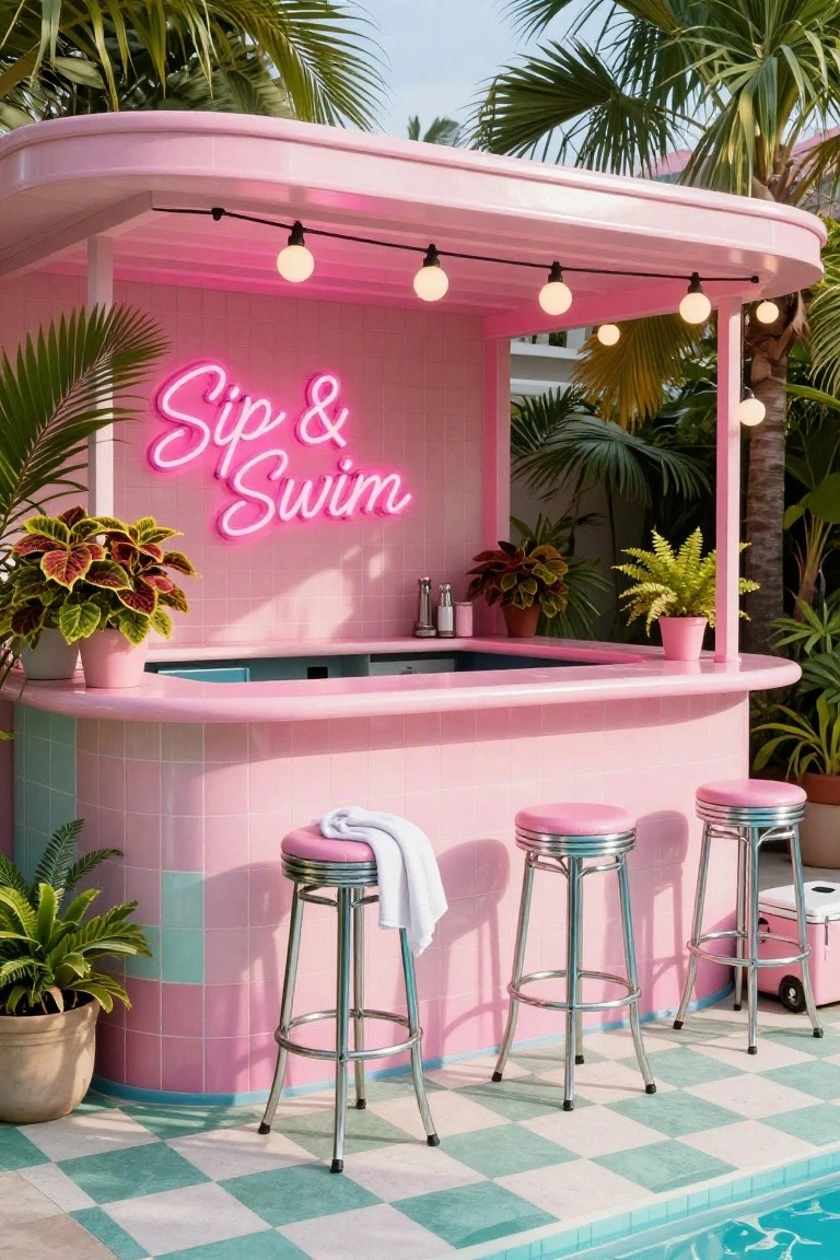 23 Fun Pool Pergola With Bar Ideas For Social Evenings Retro Pool Bar Right by the Water