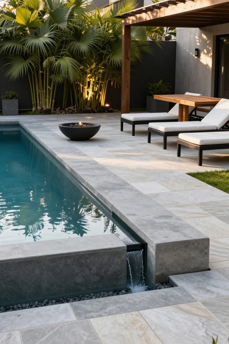 Subtle Waterfall Edge on a Raised Pool Deck