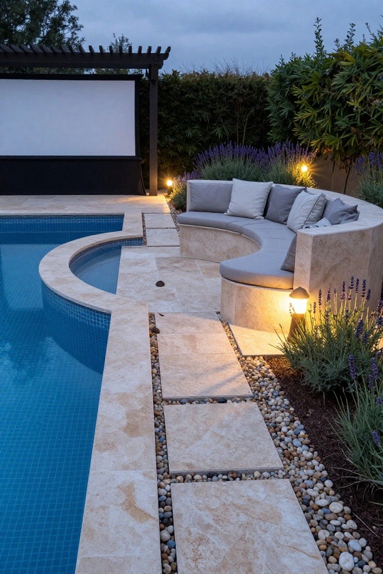 Built-In Poolside Bench Seating